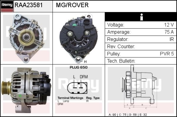 DELCO REMY Ģenerators RAA23581